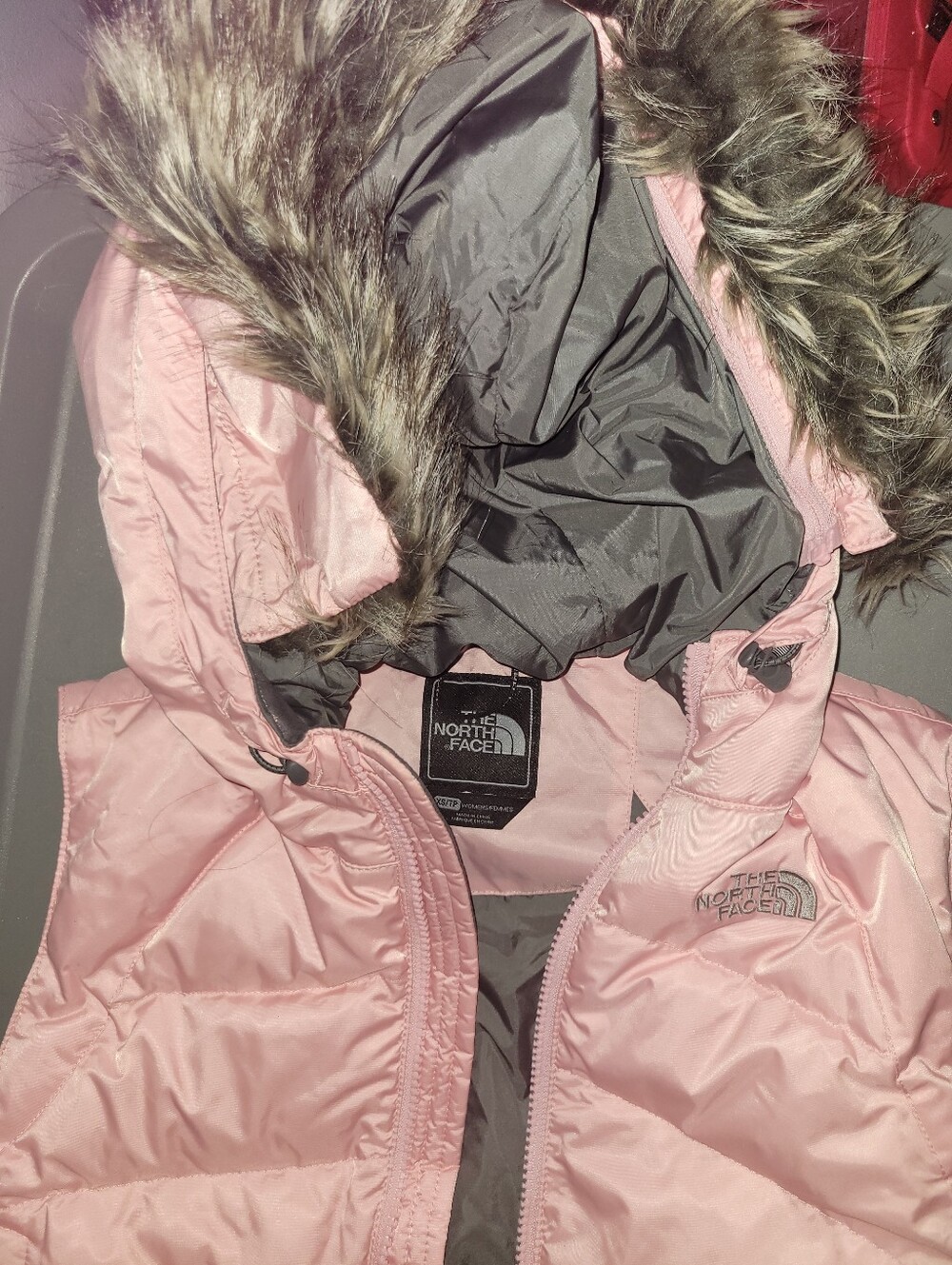 The North Face Light Pink Quilted Hooded Vest - Picture 3 of 10
